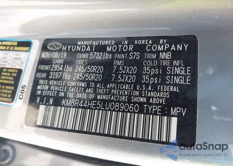2020 Hyundai Palisade Sel from USA, damaged, VIN KM8R44HE5LU089060